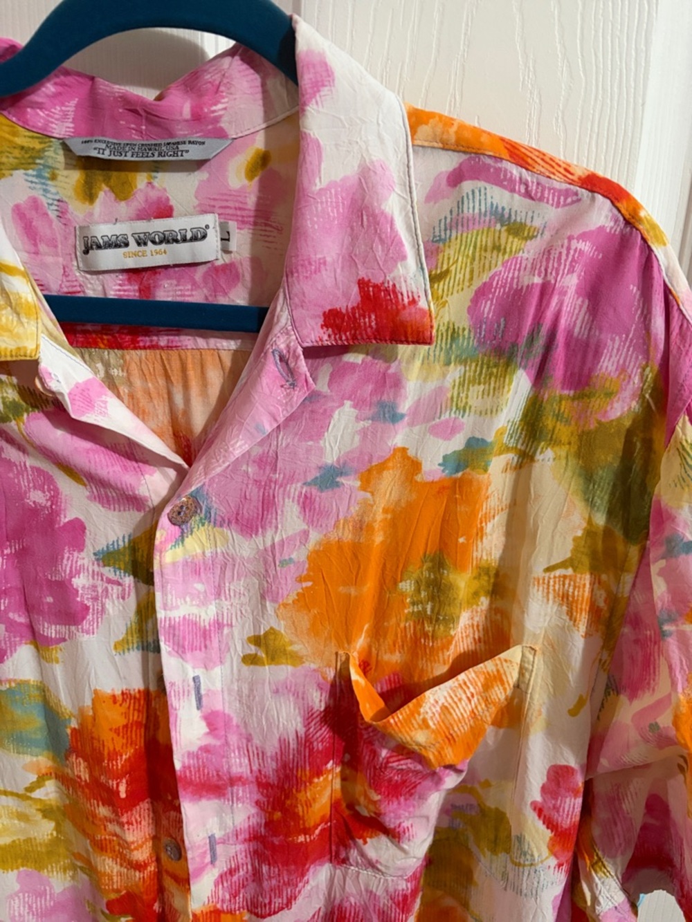 Jams World Pink, Orange & Green Floral Short-Sleeve Button-Down - Picture 2 of 11
